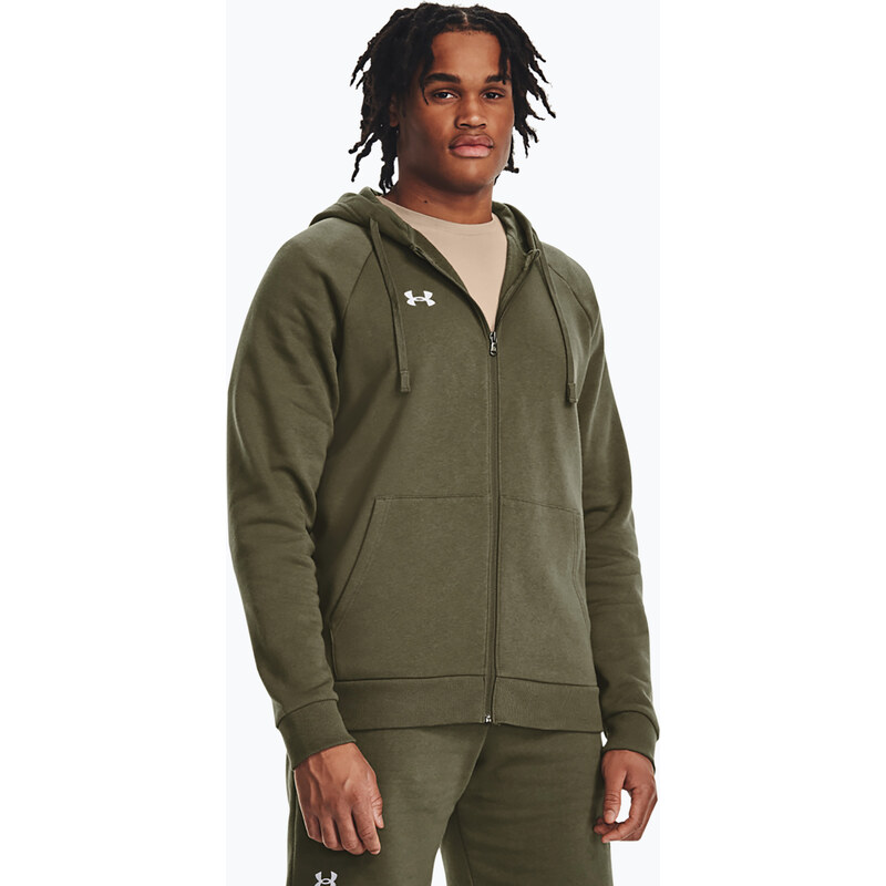 Pánská mikina Under Armour Rival Fleece FZ Hoodie navy dd green
