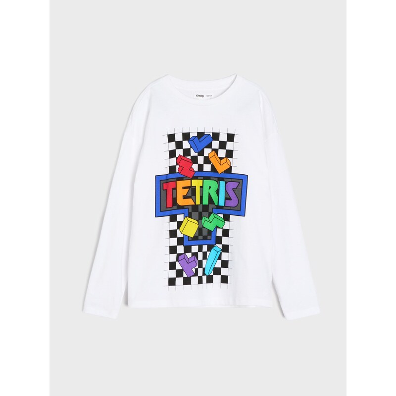 Sinsay - Tričko s dlouhými rukávy Tetris - bílá