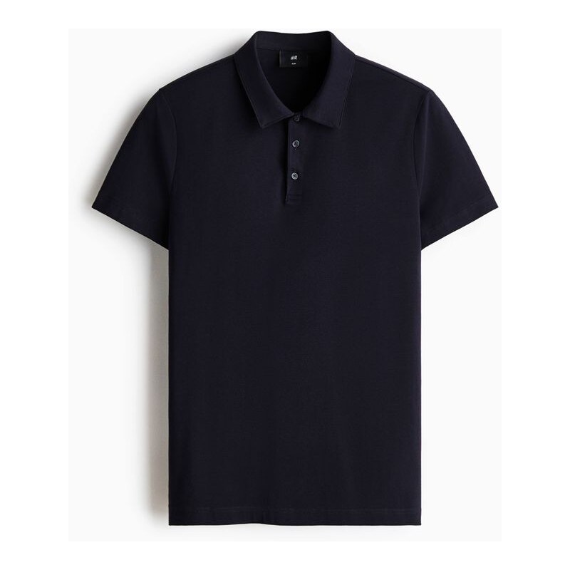H&M - Tops límečkem Slim Fit - Námořnická Modř
