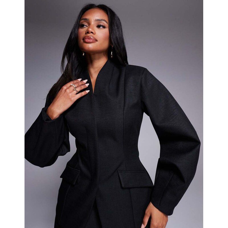 ASOS LUXE cinched waist blazer in black 106534609