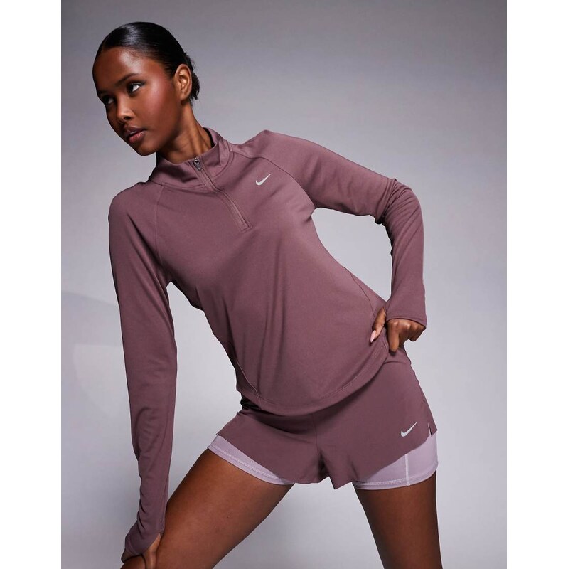 Nike Running Swift Dri-FIT mid rise 2 in 1 shorts in dark purple
