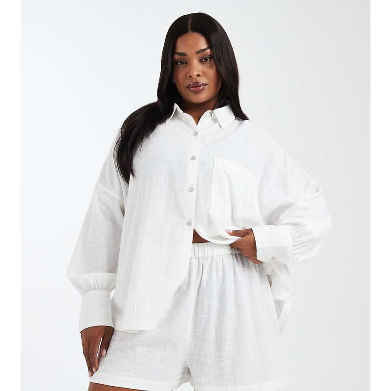 ASOS Curve ASOS DESIGN Curve Biarritz beach textured cotton short co 115517866