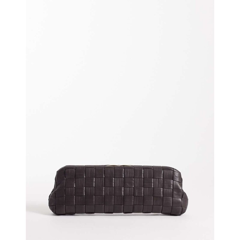 Mango woven faux leather bag in chocolate-Brown 113369706