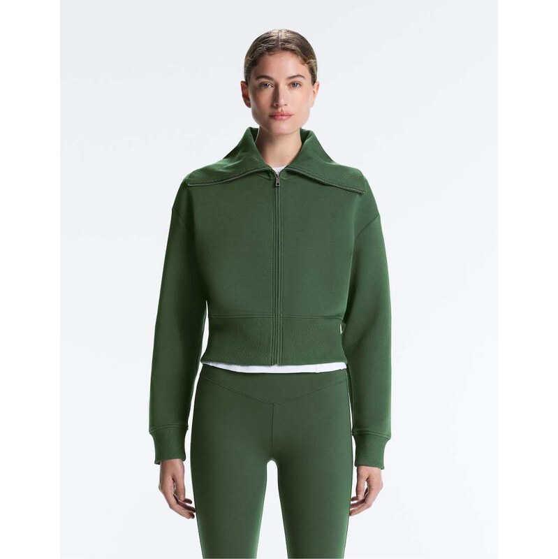 OYSHO Cotton blend high collar jacket in green 113369720