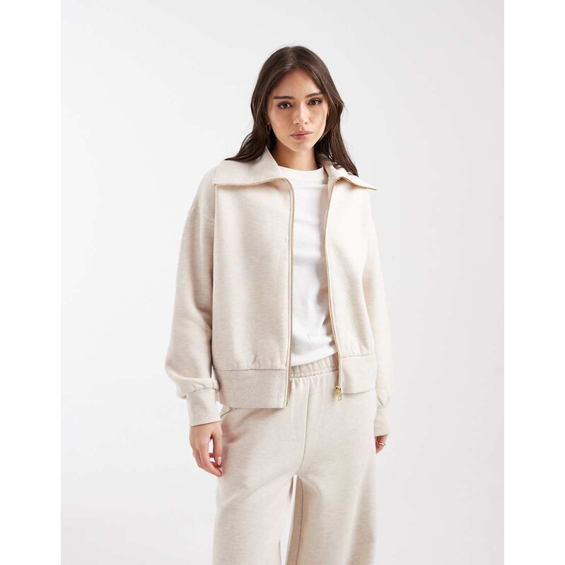 Miss Selfridge premium zip through collar detail sweat co-ord in 114088809