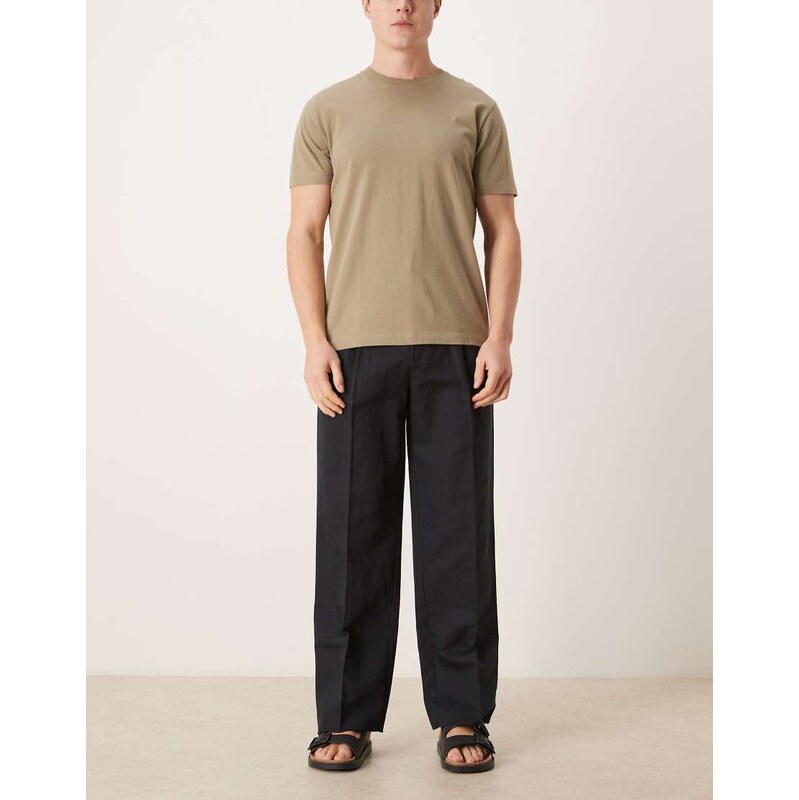 ASOS DESIGN tailored pleated linen rich wide leg trousers in