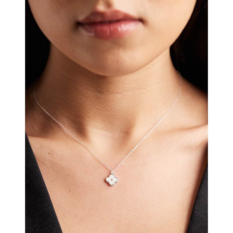 Accessorize clover pendant necklace in 925 sterling silver 113374778