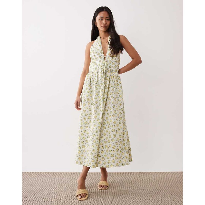 Nobodys Child Lilijana halter midi dress in white floral