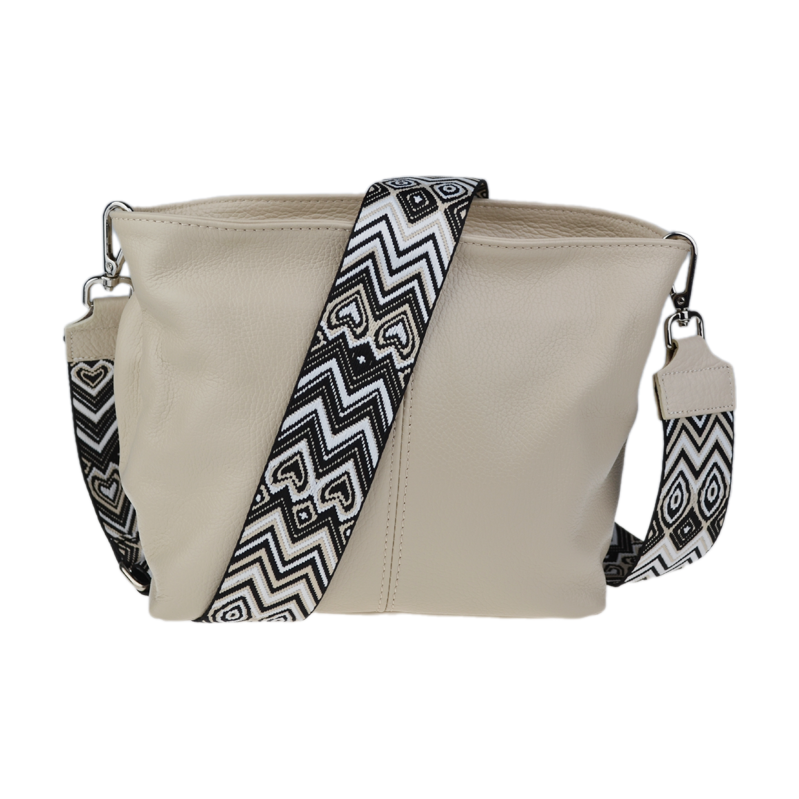 Béžová kožená italská crossbody kabelka Batilda Beige Crema s