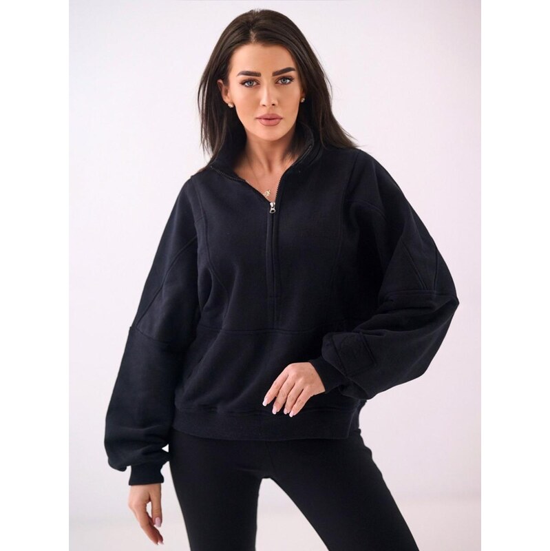 Dámská mikina s stojáčkem Oversize, černá Natural Side Track Zip