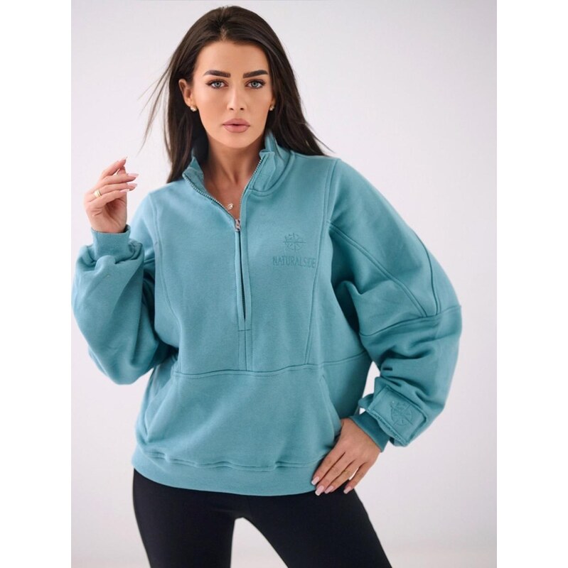 Dámská mikina s stojáčkem Oversize Mint Natural Side Track Zip
