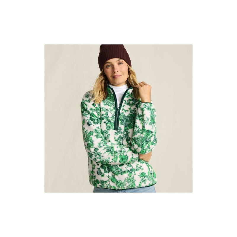 Cosy Sherpa Fleece Quarter Zip Pullover, Printed, Women, size: 16-18, 114986054