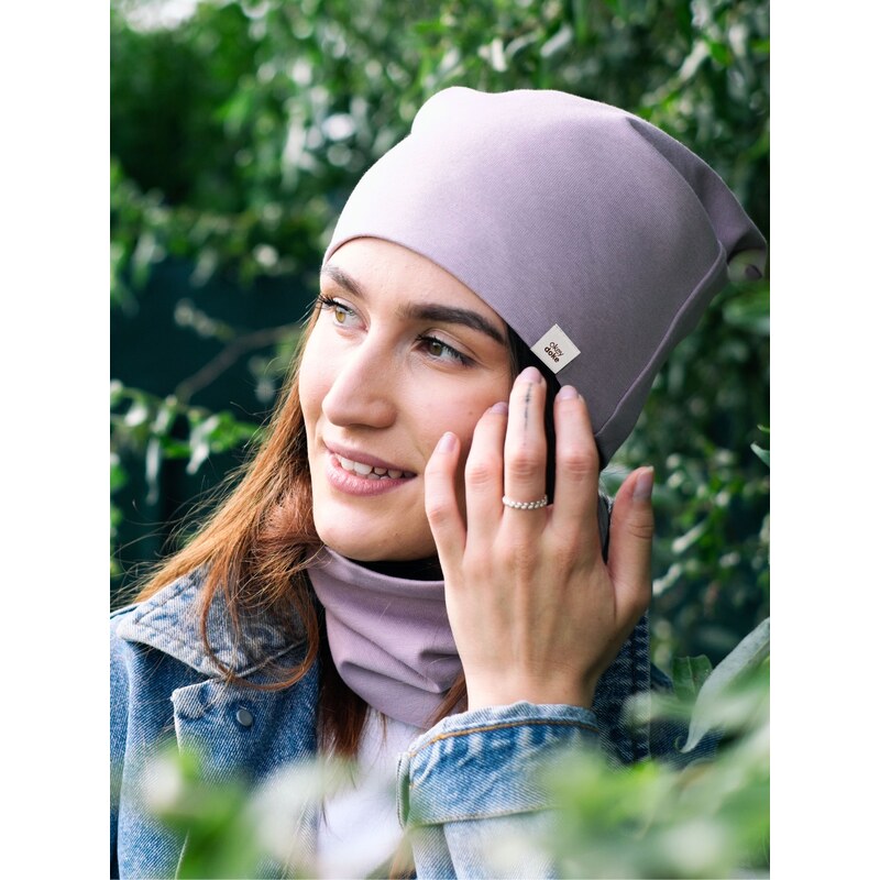 DOKE Set čepice a nákrčník organic dawn pink 86150073