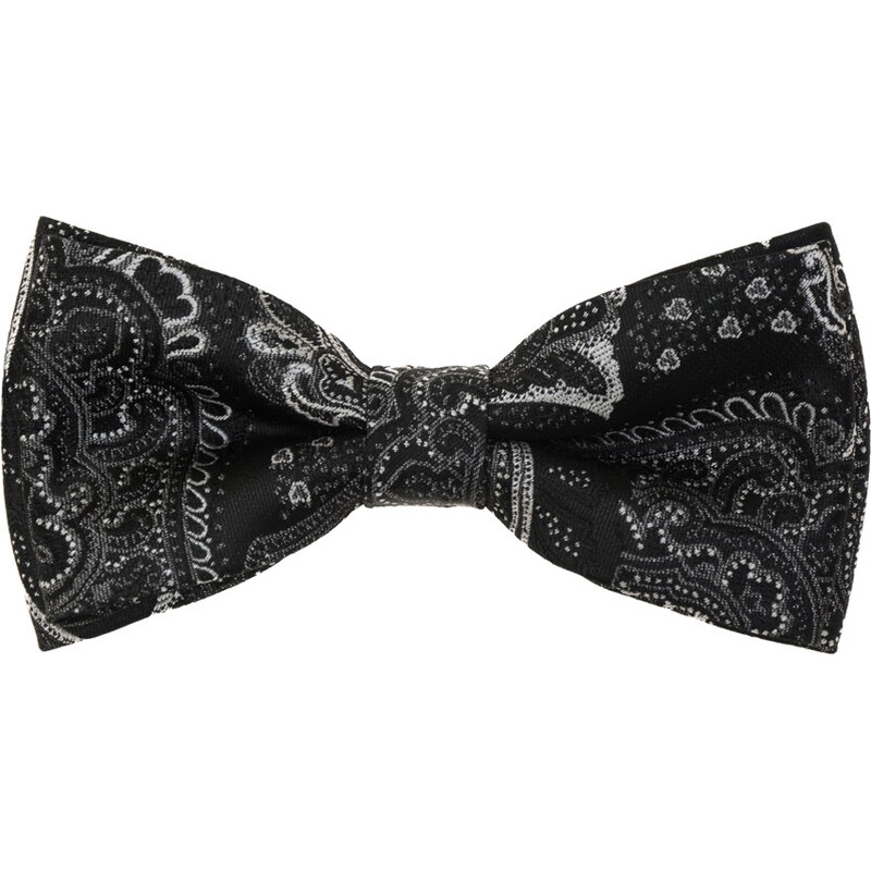 Avantgard černý pánský motýlek s šedým vzorem paisley +