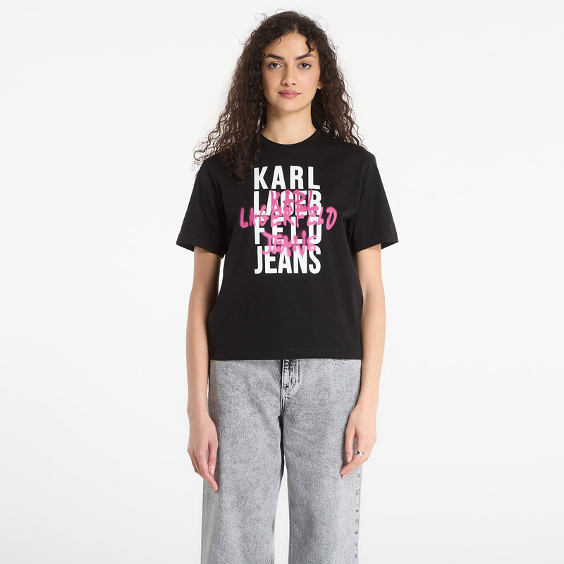 Tričko Karl Lagerfeld Jeans Reg Graffiti Logo Tee Black L 113379979