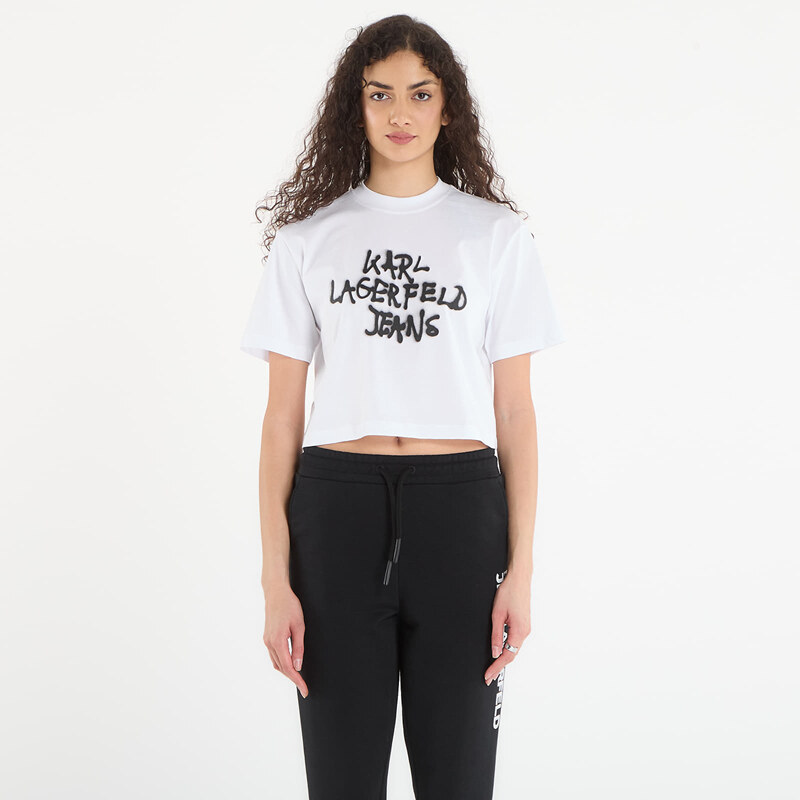 Tričko Karl Lagerfeld Jeans Reg Cropped Graffiti Tee White XS