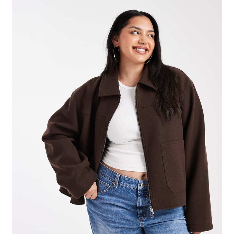 ASOS Curve ASOS DESIGN Curve top collar zip through jacket in