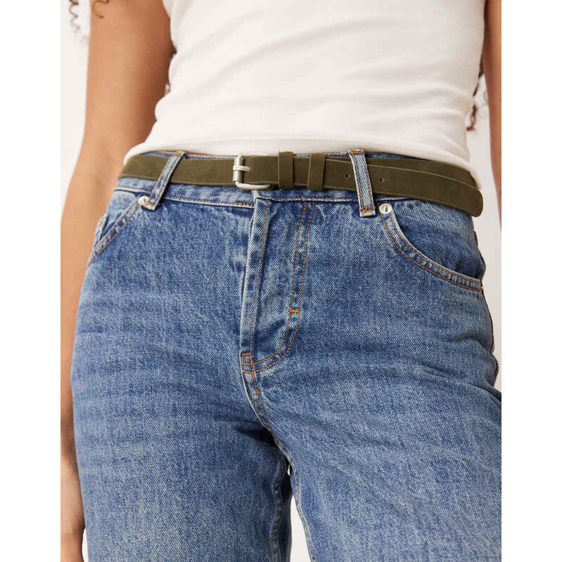 JJXX suede leather belt in khaki-Brown