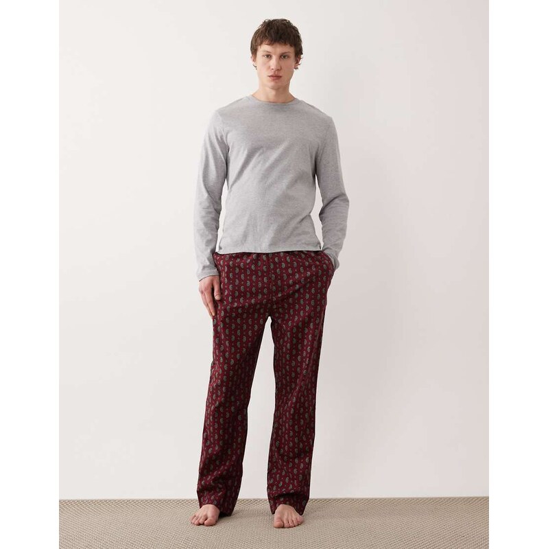 GANT flannel paisley pajama pants in red