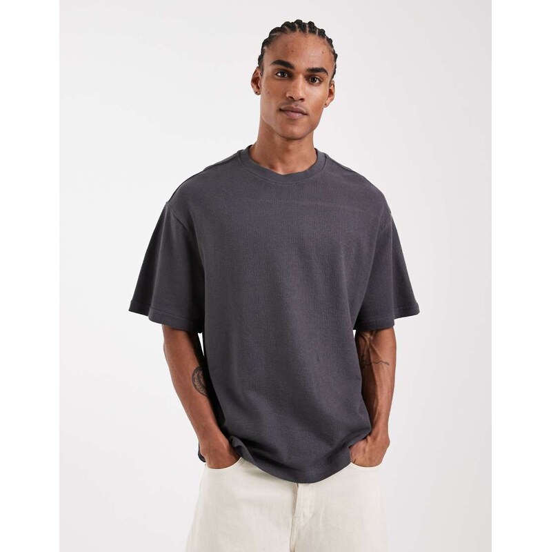 ONLY & SONS structured oversized t-shirt in charcoal grey