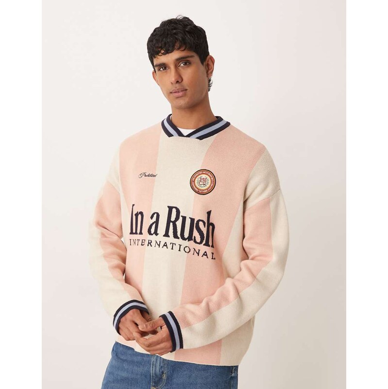 Prohibited overdrive knitted long sleeve jumper in pink