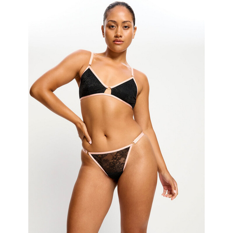 Menstruační tanga Modibodi Bliss Thong Light Jet Black (MTMBTLJB