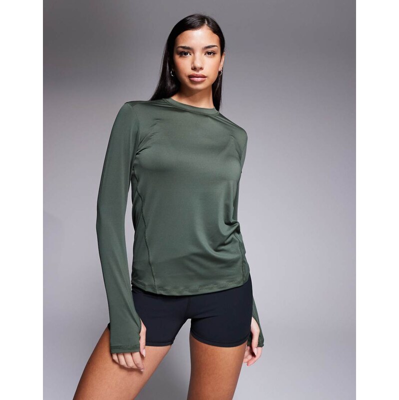 4505 Icon active quick dry long sleeve running top in dark green 113380572