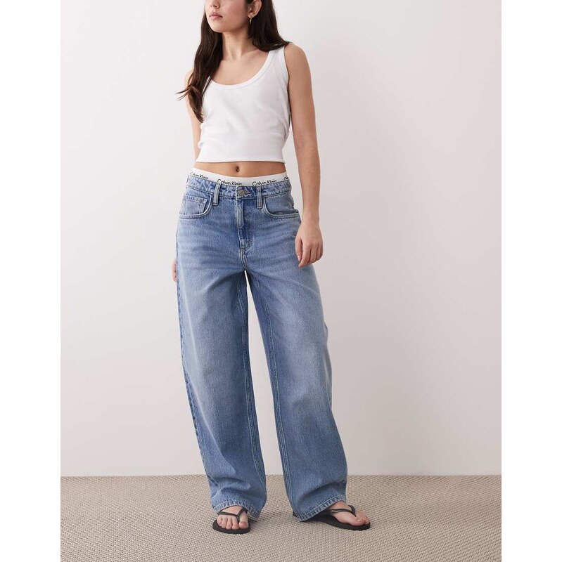 Mango Bet 100% cotton barrel jean in light blue