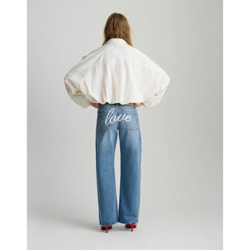 Pull&Bear Low-rise straight-leg jeans in medium blue 113380629