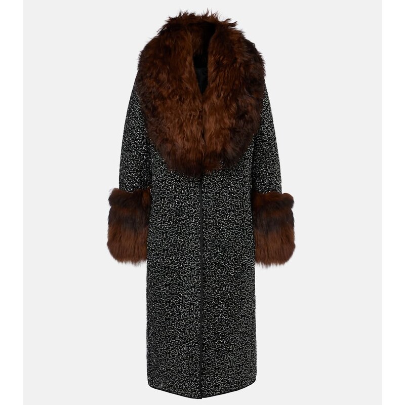 Jacques Wei Embellished shearling-trimmed coat