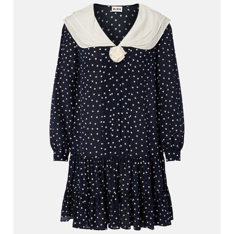Rixo Valetta polka-dot silk crÃªpe minidress