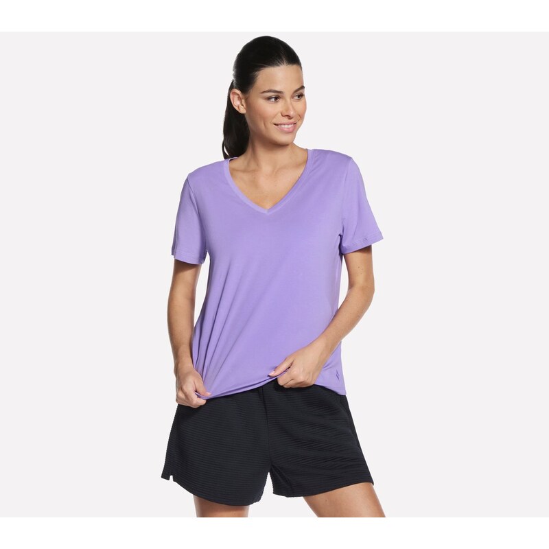 Skechers Ženy Pima V-Neck tričko v Nachový/Korál, Velikost Malý
