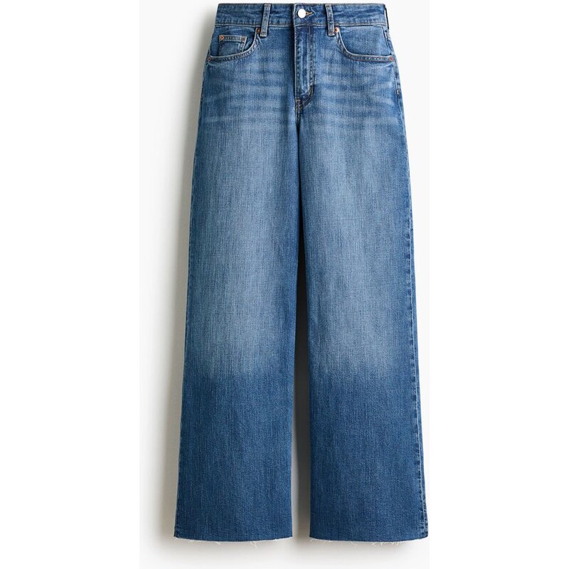 H&M - Wide High Waist Jeans - Sepraný Denim Blue