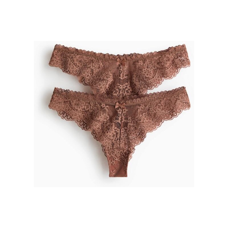 H&M - Krajkové kalhotky brazilian 2 kusy - červená 113381633