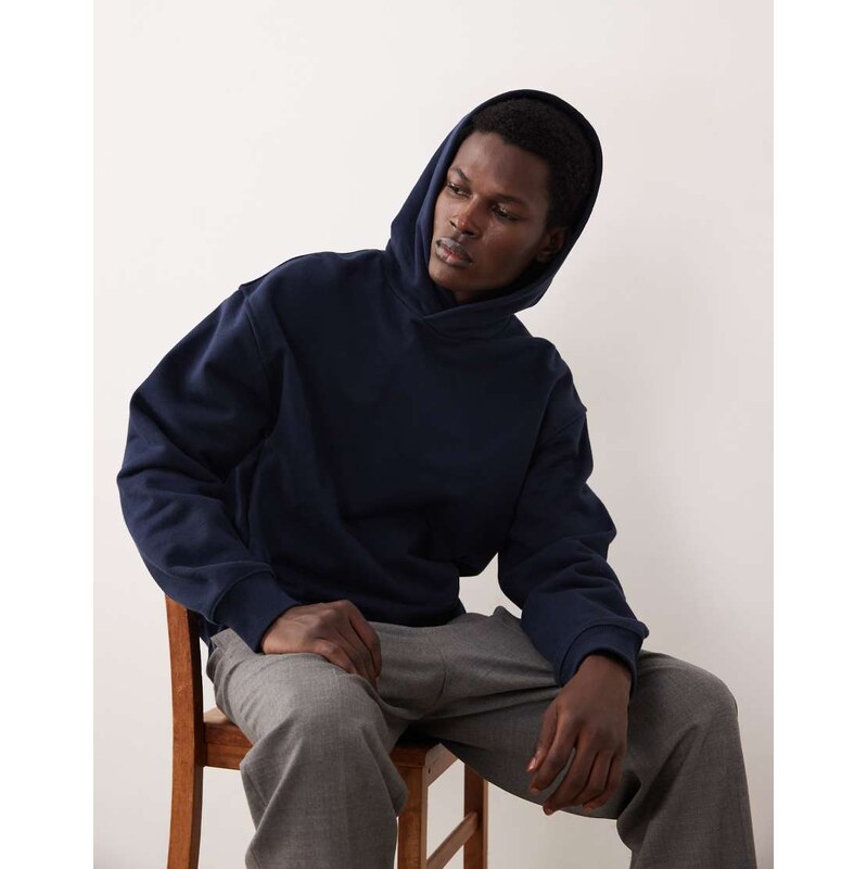 ASOS COLLECTIVE oversized super heavyweight hoodie in navy