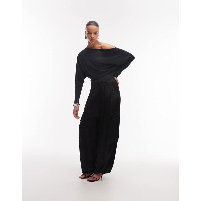 ASOS DESIGN soft touch drape fallen shoulder batwing sleeve