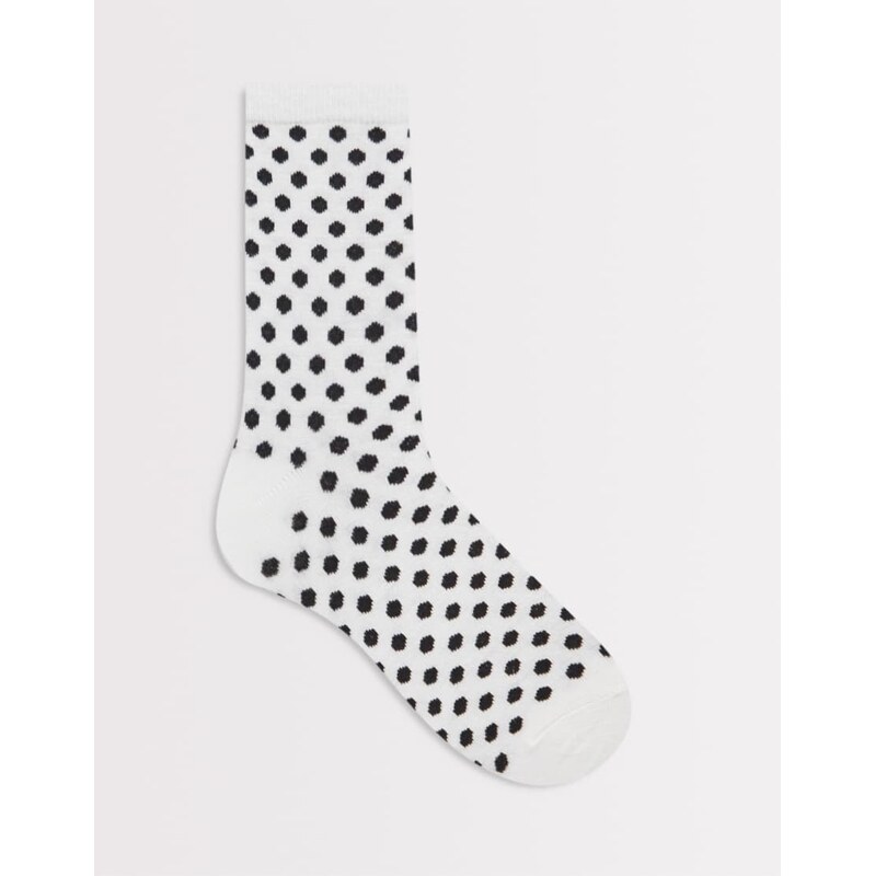 Vero Moda ankle sock in white with black polka dot print