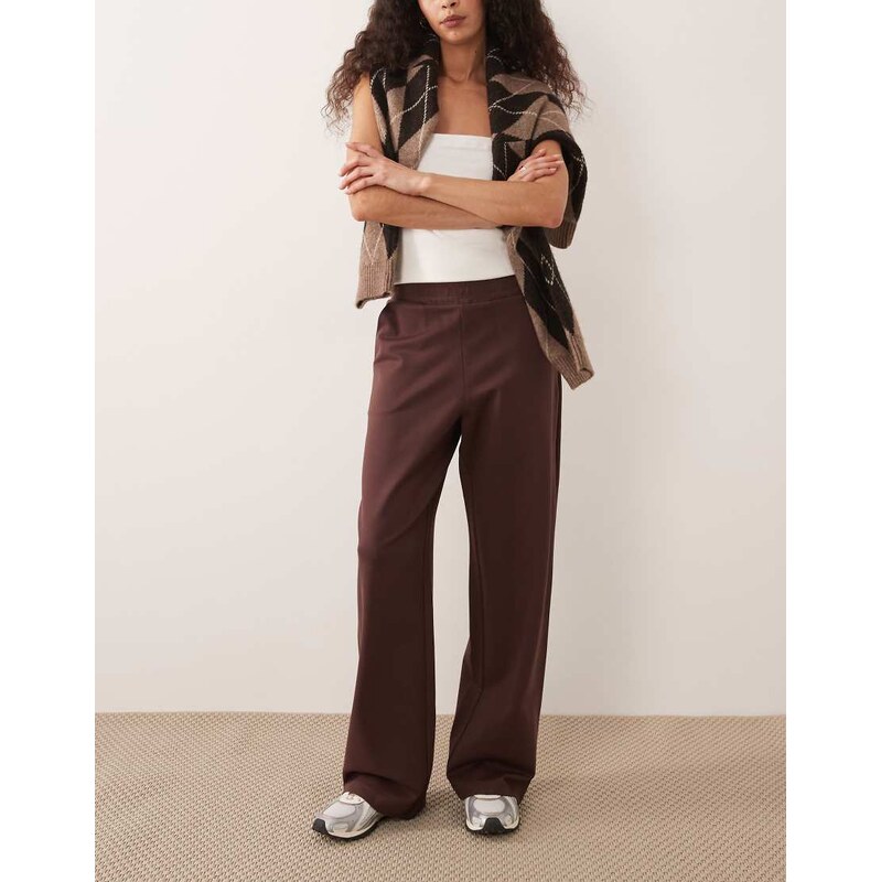 Pretty Lavish structured jersey trouser co-ord in brown 113392530