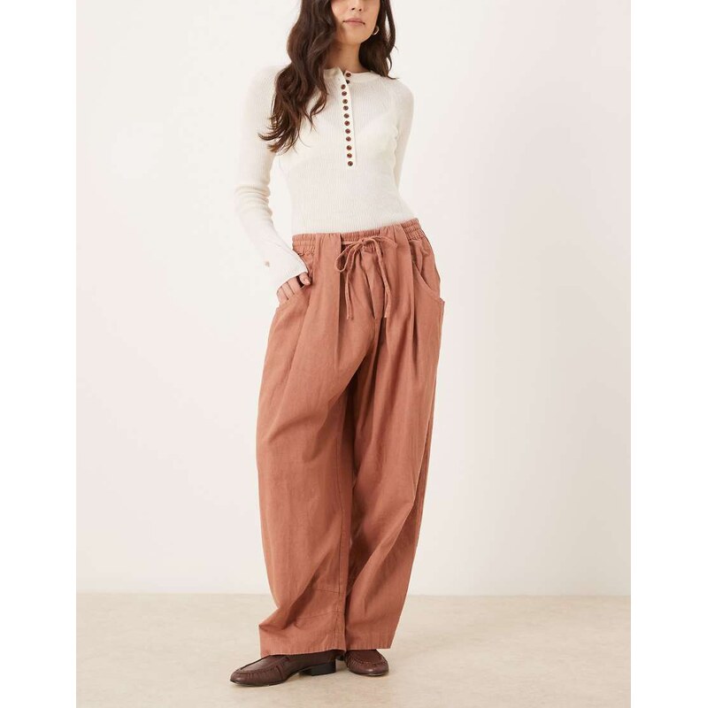 Free People chambers laid back pull on trousers in canyon sunset-Brown 113383704