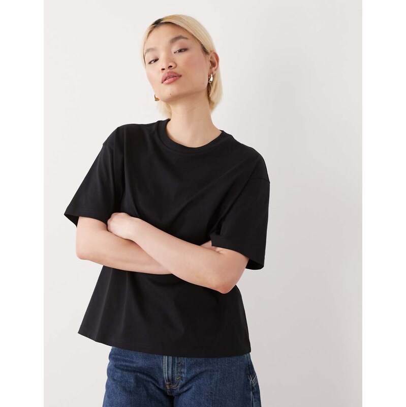 Monki oversized boxy t-shirt in black