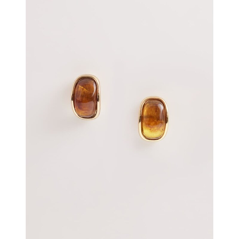 Pieces amber coloured earrings in gold tone
