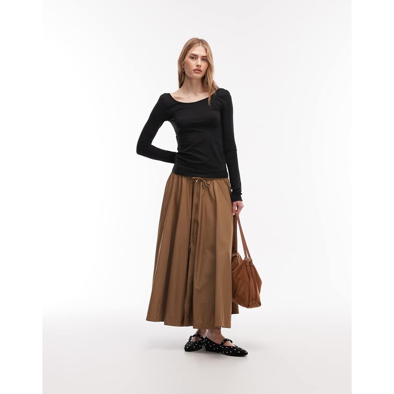 & Other Stories volumous maxi skirt in mole dark-Green 113383746