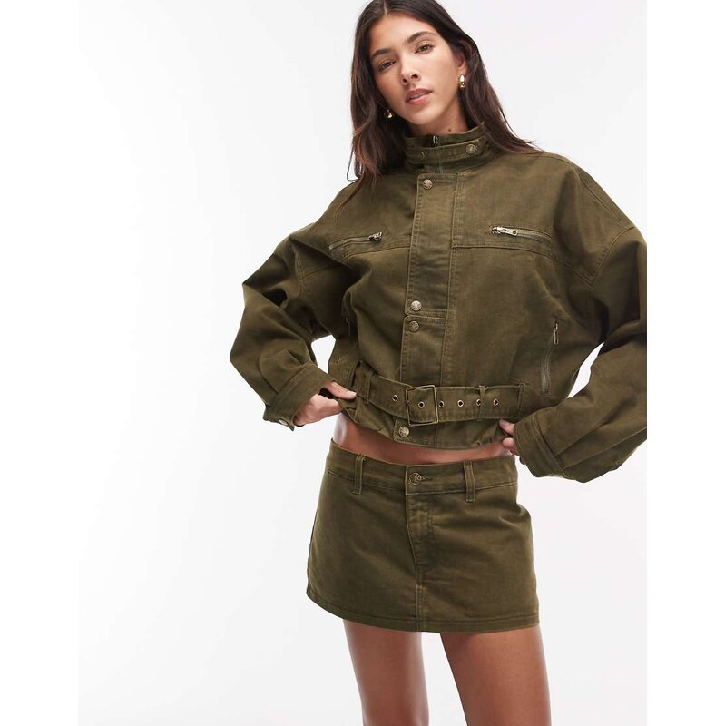 Lioness Rhode cotton blend cargo mini skirt co-ord in khaki
