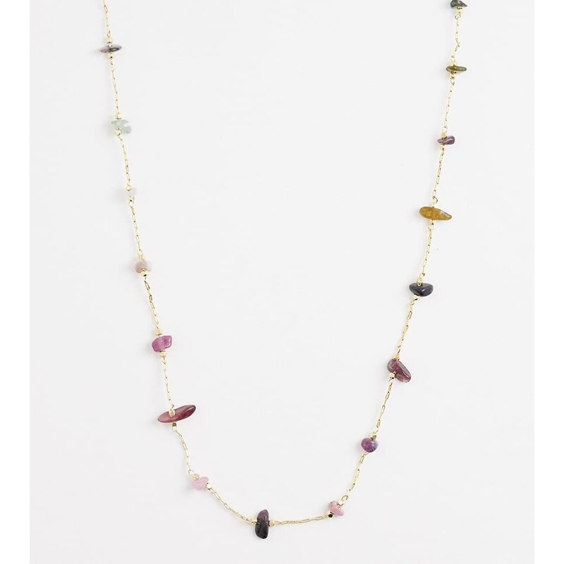 ASOS Curve ASOS DESIGN Curve dainty necklace with pink chipping detail 113383767