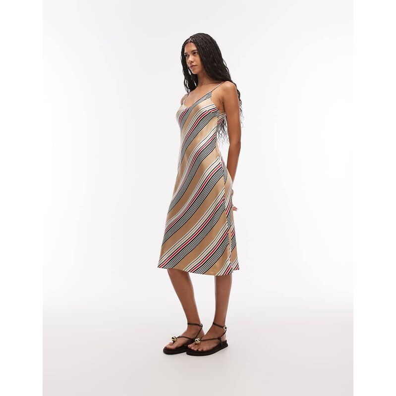 & Other Stories cami dress in beige stripe-Neutral