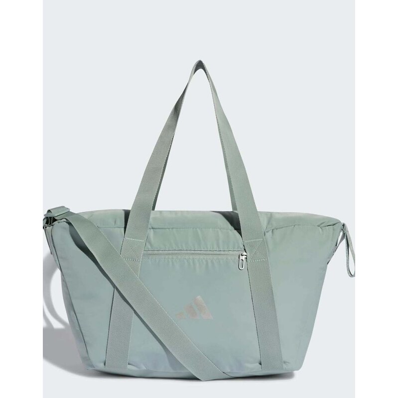 adidas performance Sport bag in sage green and silver metallic