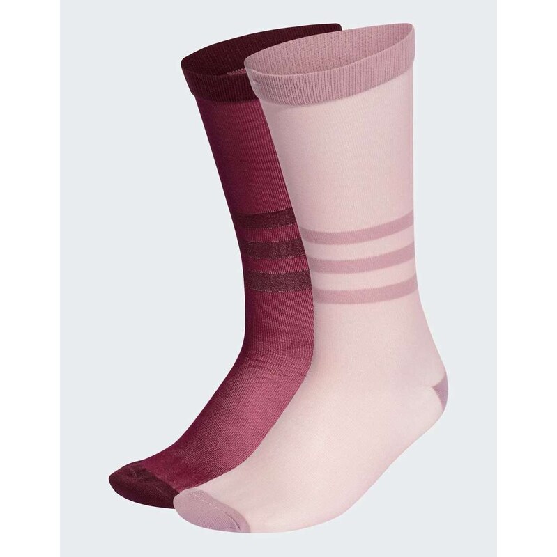adidas Originals Sheer high crew socks 2 pairs in sandy pink /