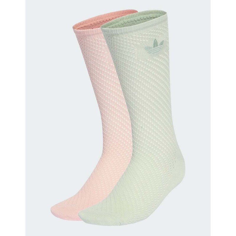 adidas Originals Crochet crew socks 2 pairs in sandy pink / linen 115500101