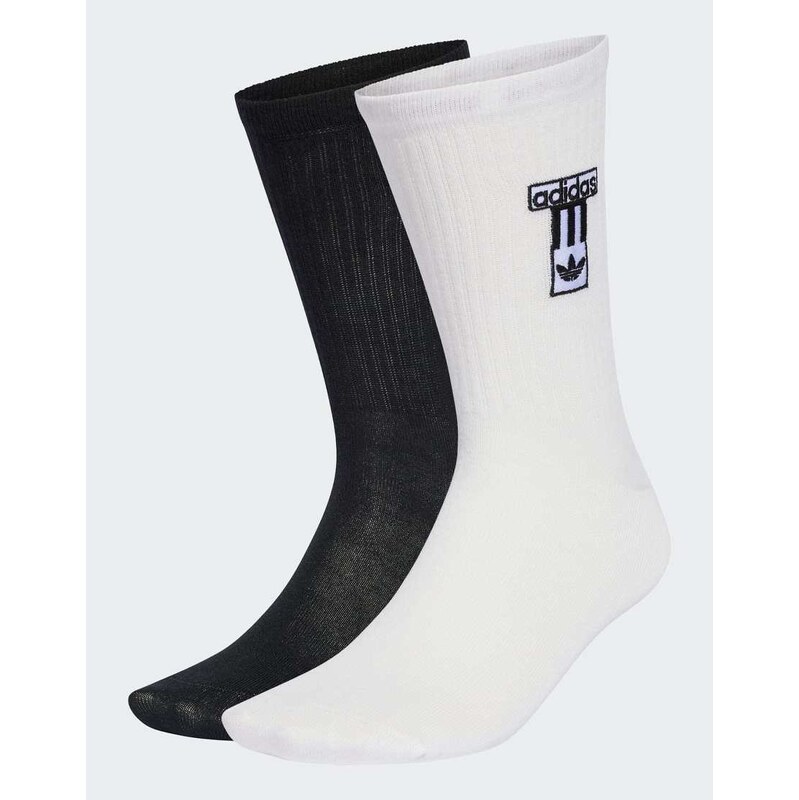 adidas Originals Adibrk crew socks 2 pairs in white / black 115505816
