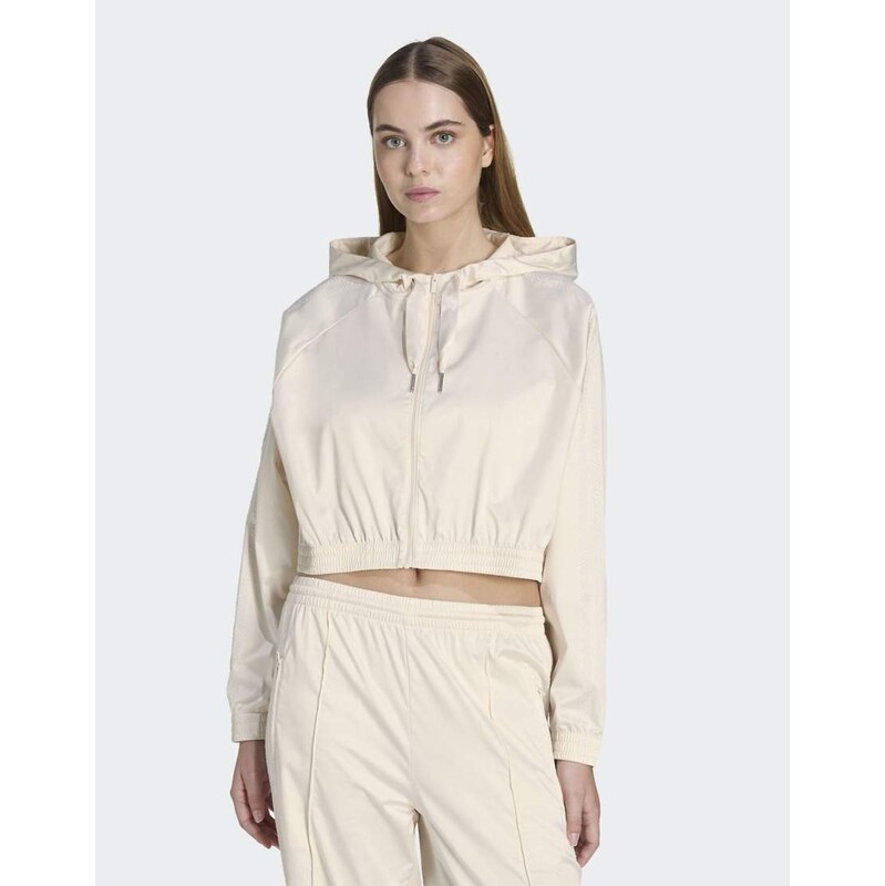 adidas Originals Pearl cropped zip hoodie in wonder white